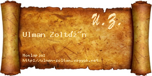 Ulman Zoltán névjegykártya